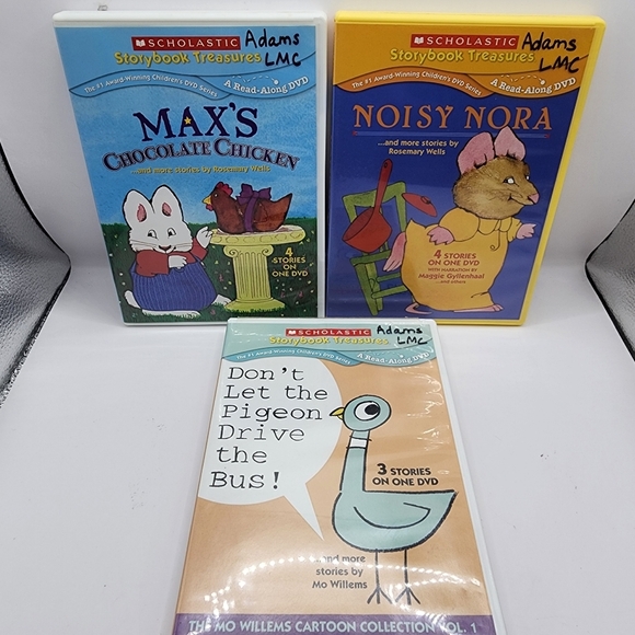 Other - 3 Scholastic Storybook Treasures Dvds - Noisy Nora Pigeon Drive The Bus Max